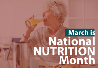 Woman drinking OJ - March is National Nutrition Month